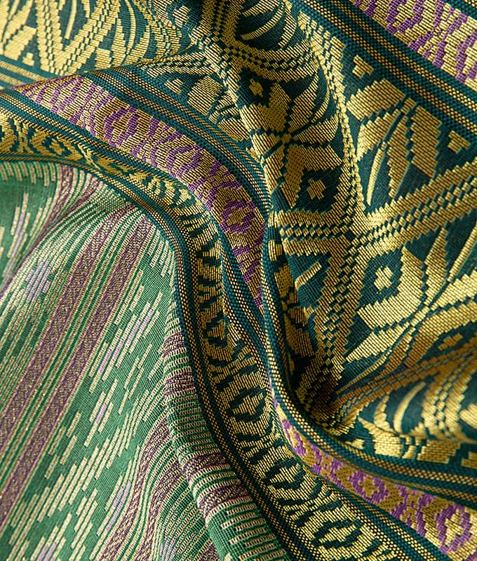 Vertical Stripe Guld Tråd Poly-bomull Sarong Tyg